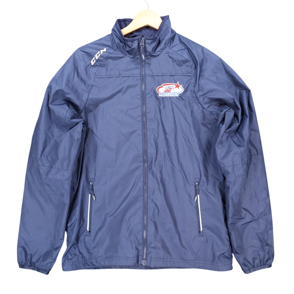 CCM USA Hockey Jacket Mens S Navy Blue Excellent Lightweight Windbreaker‎